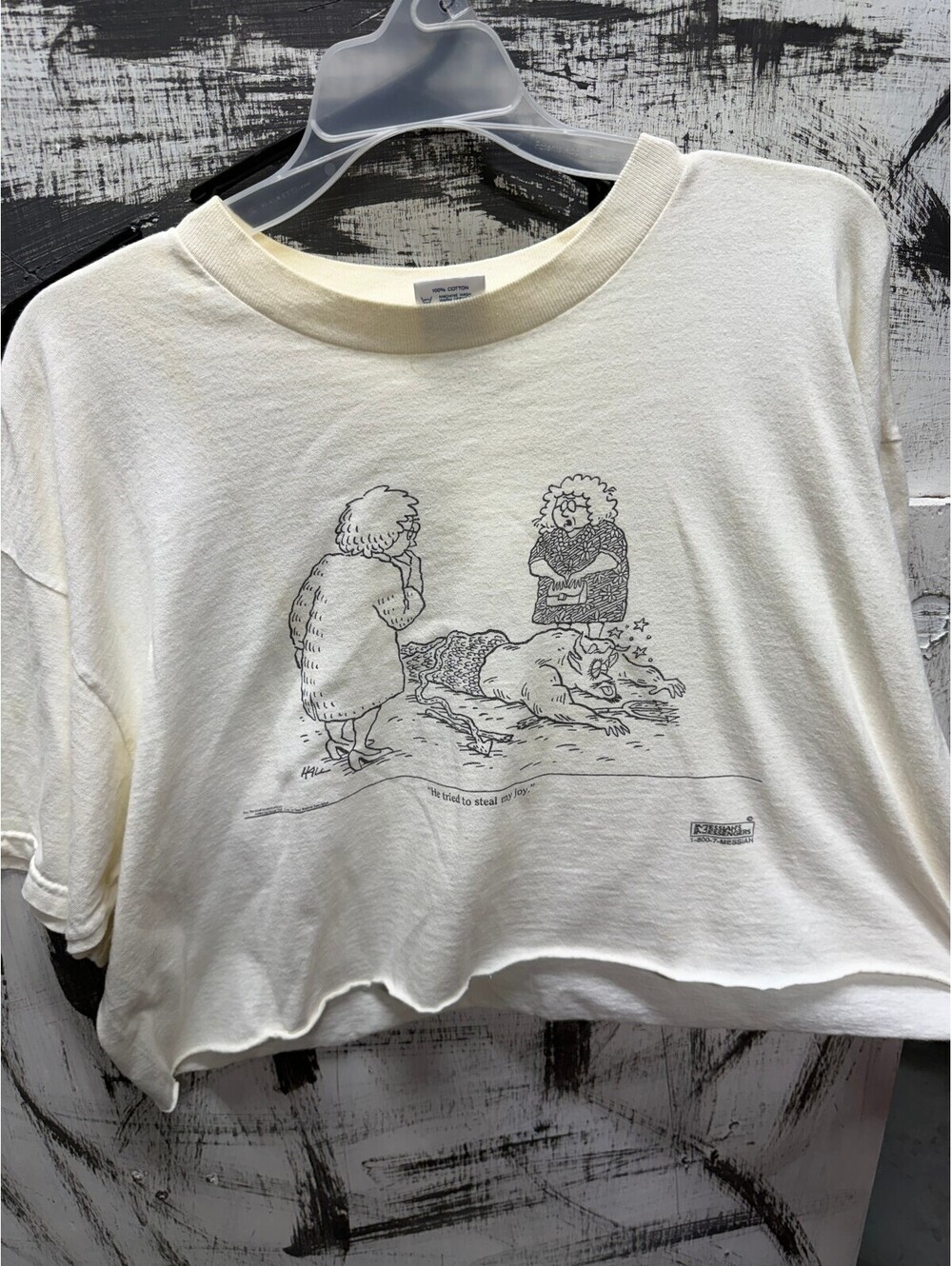 vintage ''he tried to steal my joy'' devil delta tag shirt